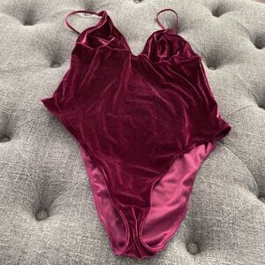 Velvet burgundy bodysuit